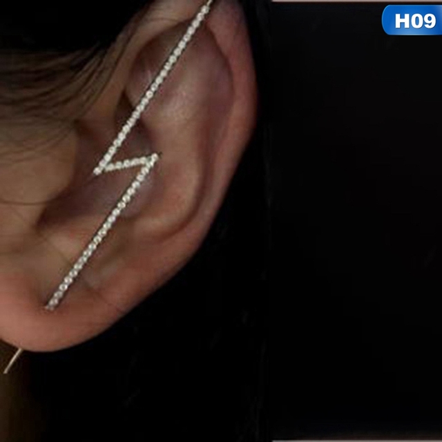 Kolczyki do uszu Ear Wrap Crawler Hook - Kryształowe kolczyki na wtyk pojedyncze, trendy wokół auricle, dla kobiet (1 sztuka) - Wianko - 15