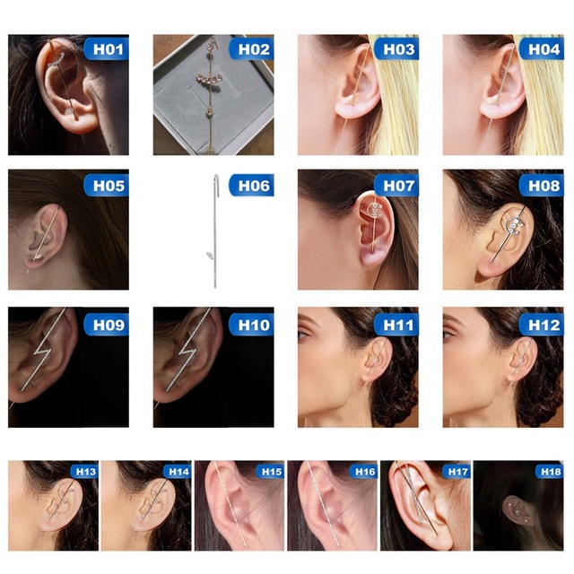 Kolczyki do uszu Ear Wrap Crawler Hook - Kryształowe kolczyki na wtyk pojedyncze, trendy wokół auricle, dla kobiet (1 sztuka) - Wianko - 5