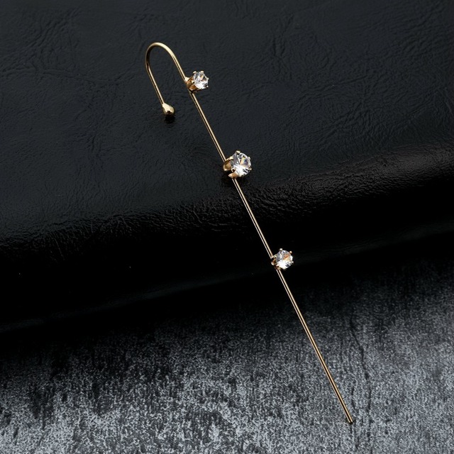 Kolczyki do uszu Ear Wrap Crawler Hook - Kryształowe kolczyki na wtyk pojedyncze, trendy wokół auricle, dla kobiet (1 sztuka) - Wianko - 26