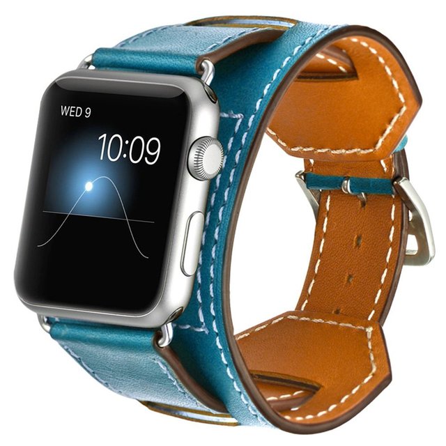 Luksusowa bransoletka z prawdziwej skóry do zegarka Apple Watch – pas 38/40/42/44/41/45 mm, seria 3/4/5/6/7/SE - Wianko - 36