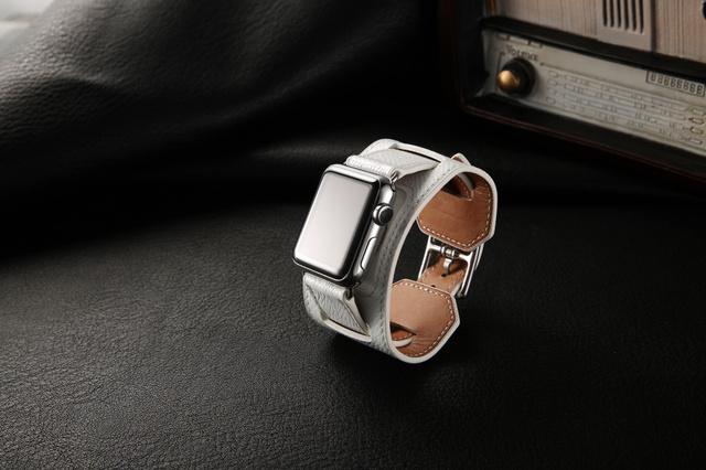 Luksusowa bransoletka z prawdziwej skóry do zegarka Apple Watch – pas 38/40/42/44/41/45 mm, seria 3/4/5/6/7/SE - Wianko - 13