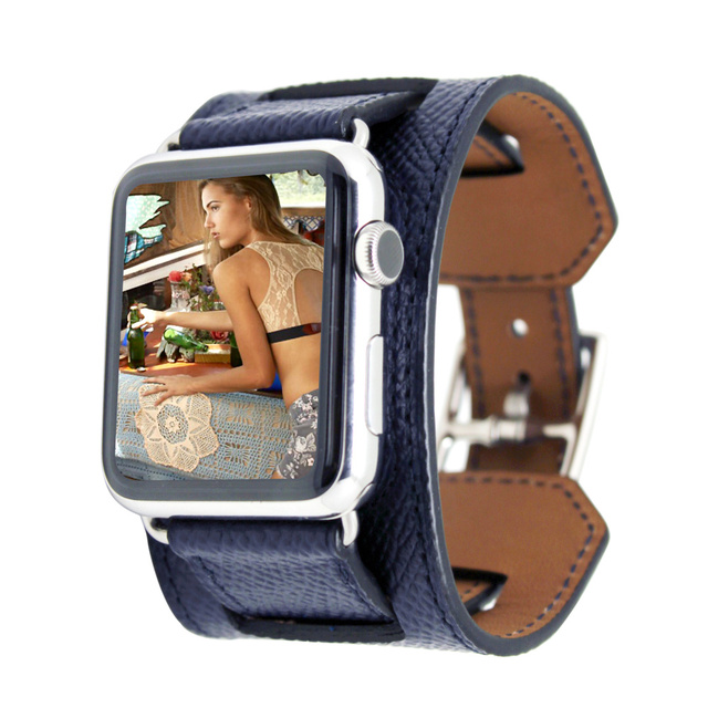 Luksusowa bransoletka z prawdziwej skóry do zegarka Apple Watch – pas 38/40/42/44/41/45 mm, seria 3/4/5/6/7/SE - Wianko - 31