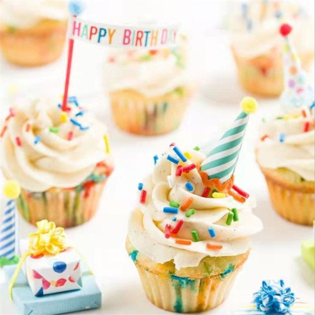 10 sztuk mini urodziny kapelusz ciasto wykaszarki - dekoracja tortu dla dzieci, okazja baby shower cupcake - Wianko - 4