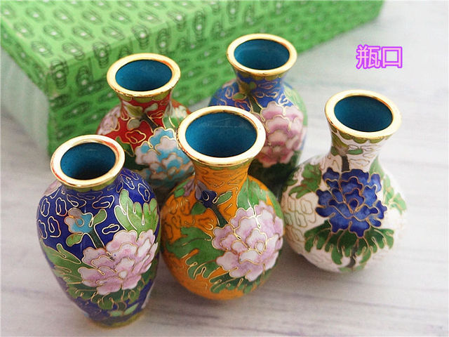 Pekin - mała butelka emaliowana cloisonne z ozdobami, tradycyjne rękodzieło (Figurki i miniatury) - Wianko - 29
