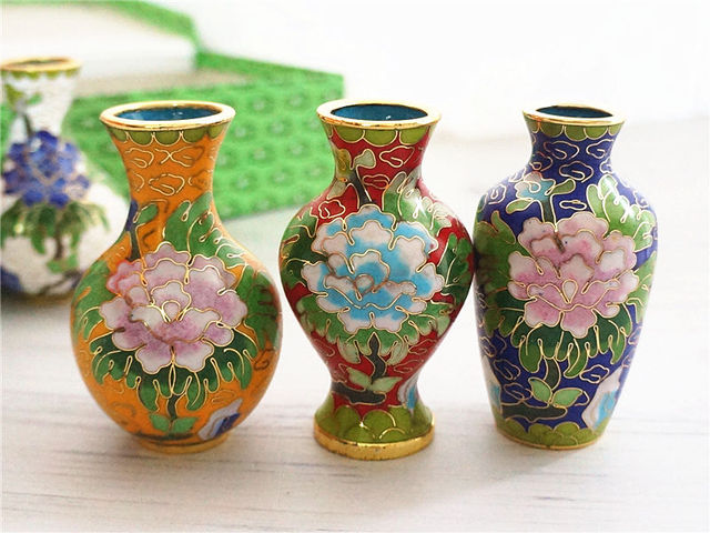 Pekin - mała butelka emaliowana cloisonne z ozdobami, tradycyjne rękodzieło (Figurki i miniatury) - Wianko - 32