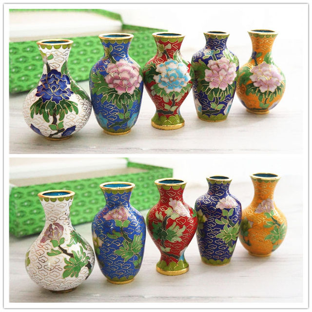Pekin - mała butelka emaliowana cloisonne z ozdobami, tradycyjne rękodzieło (Figurki i miniatury) - Wianko - 25