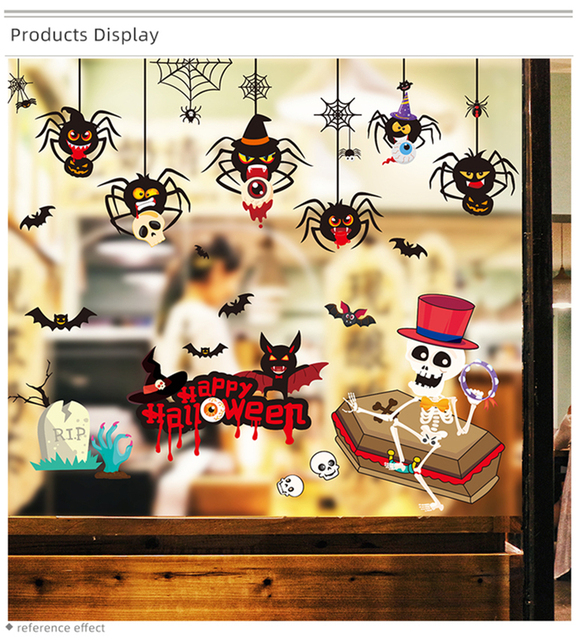 Naklejki ścienne Halloween [SHIJUEHEZI] nietoperze dynia Zombie pająk do salonu dekoracje wnętrz - Wianko - 3