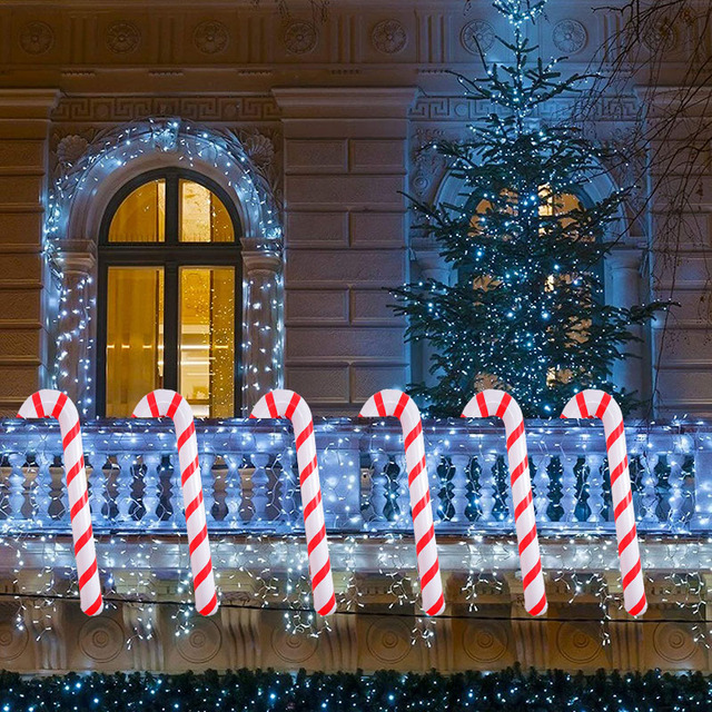 Śliczny nadmuchiwany cukierek w kształcie laski świętego Mikołaja - dekoracja na choinkę, boże narodzenie, przyjęcie - dla dzieci - Wianko - 9