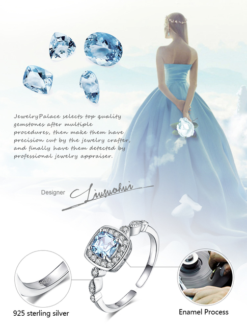 Jubiler Topaz JewelryPalace - prawdziwy niebieski kameleon w srebrnym pierścieniu 925 z regulacją - obietnica piękna dla kobiet - Wianko - 7