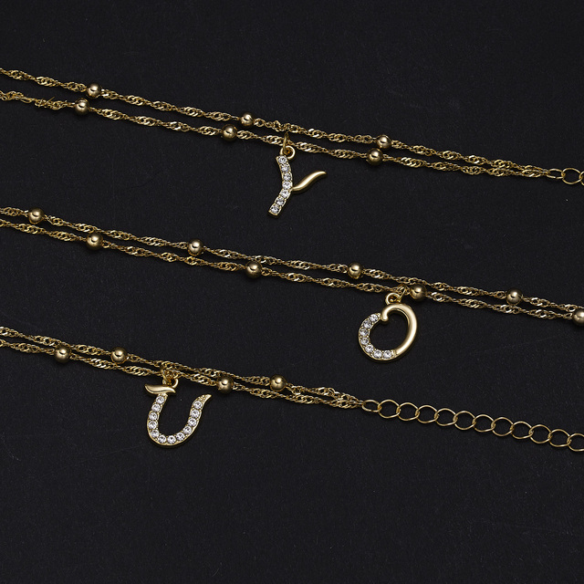 Pierwsza litera obrączki Tiny A-Z złoty urok, biżuteria plażowa Boho dla kobiet, alfabet kubański - Wianko - 97