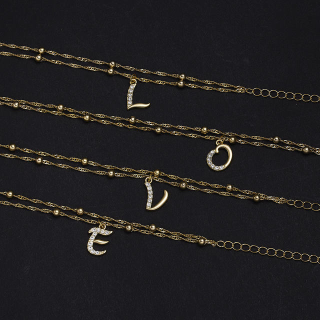Pierwsza litera obrączki Tiny A-Z złoty urok, biżuteria plażowa Boho dla kobiet, alfabet kubański - Wianko - 96