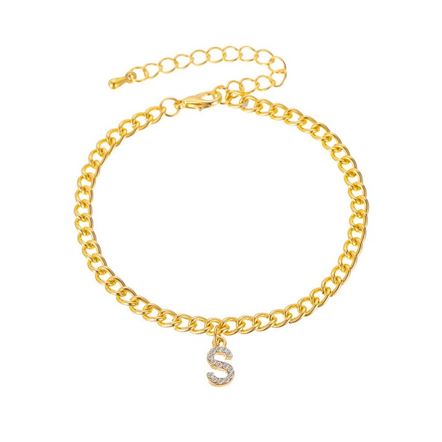 Pierwsza litera obrączki Tiny A-Z złoty urok, biżuteria plażowa Boho dla kobiet, alfabet kubański - Wianko - 95