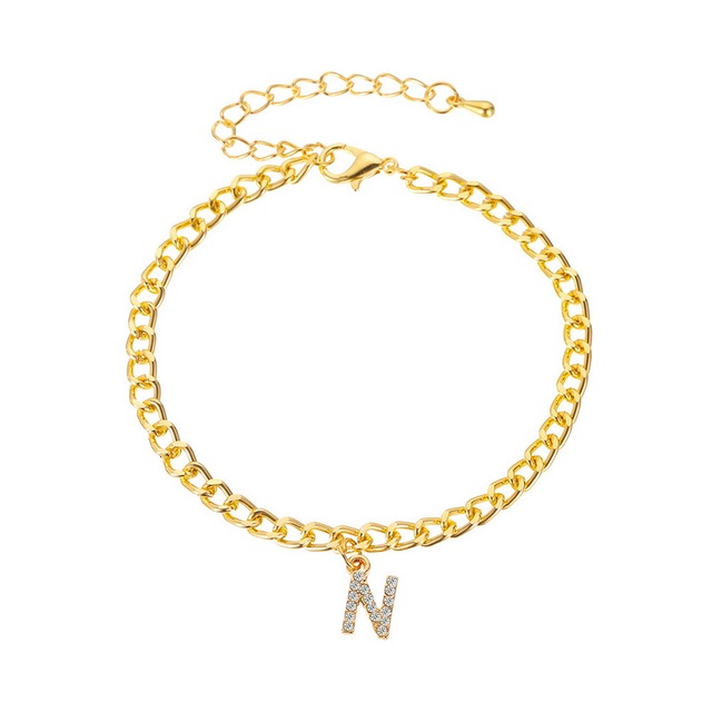 Pierwsza litera obrączki Tiny A-Z złoty urok, biżuteria plażowa Boho dla kobiet, alfabet kubański - Wianko - 93