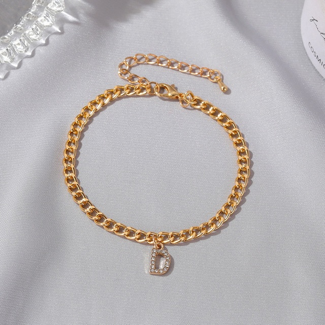 Pierwsza litera obrączki Tiny A-Z złoty urok, biżuteria plażowa Boho dla kobiet, alfabet kubański - Wianko - 86