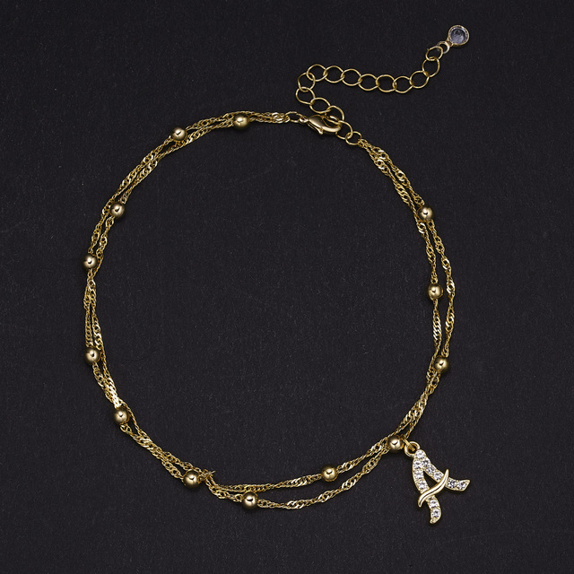 Pierwsza litera obrączki Tiny A-Z złoty urok, biżuteria plażowa Boho dla kobiet, alfabet kubański - Wianko - 98