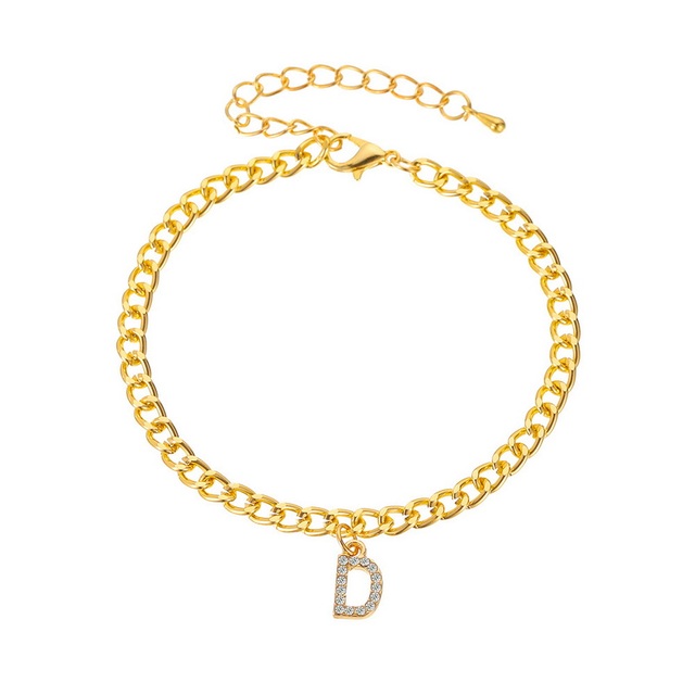 Pierwsza litera obrączki Tiny A-Z złoty urok, biżuteria plażowa Boho dla kobiet, alfabet kubański - Wianko - 91
