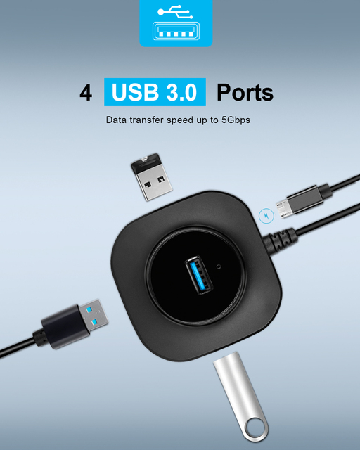 Rozgałęziacz USB 4-portowy HUB USB 3.0 z prędkością USB 2.0 - Mini adapter wielu portów do komputera PC - Wianko - 13