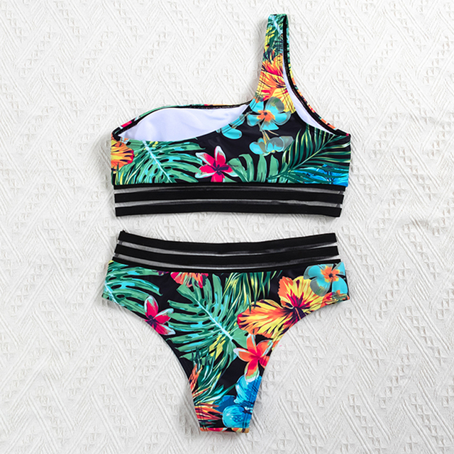 Nowy dwuczęściowy strój kąpielowy dla kobiet Miturn 2021 z drukowanymi, wysokimi listkami i falbanami - Wianko - 11