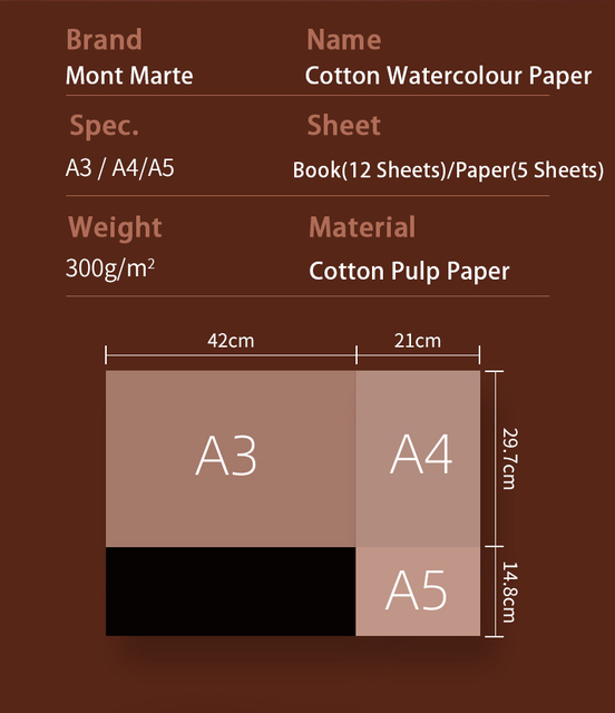 Sketchbook Mont Marte akwarelowe 1 sztuka A3/A4/A5 z grubym ziarzem papieru drewno/bawełna - Wianko - 17