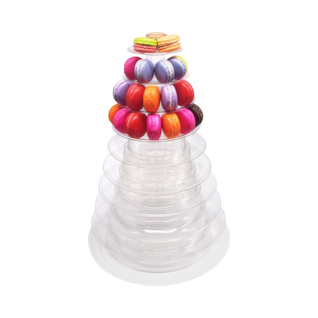 Stojak na ciasta Macaron - 6 poziomów, okrągły, PCV, do dekoracji, na wystawę, urodziny, ślub - Wianko - 3