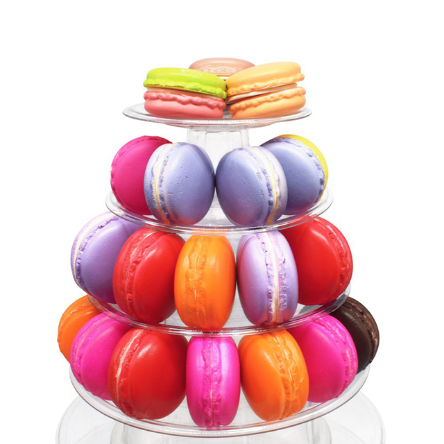Stojak na ciasta Macaron - 6 poziomów, okrągły, PCV, do dekoracji, na wystawę, urodziny, ślub - Wianko - 4