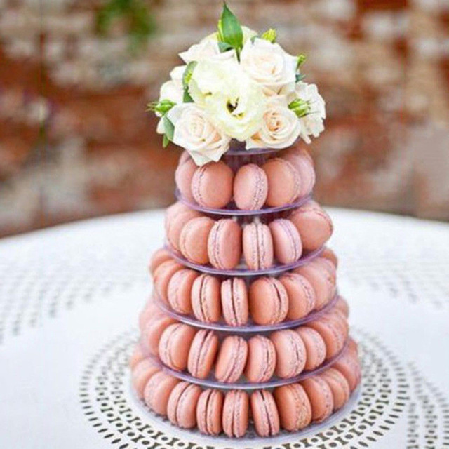 Stojak na ciasta Macaron - 6 poziomów, okrągły, PCV, do dekoracji, na wystawę, urodziny, ślub - Wianko - 5