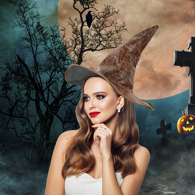 Kapelusz Wiedźmy na Halloween - kreacja karnawałowa z czarnej skóry - Wianko - 6