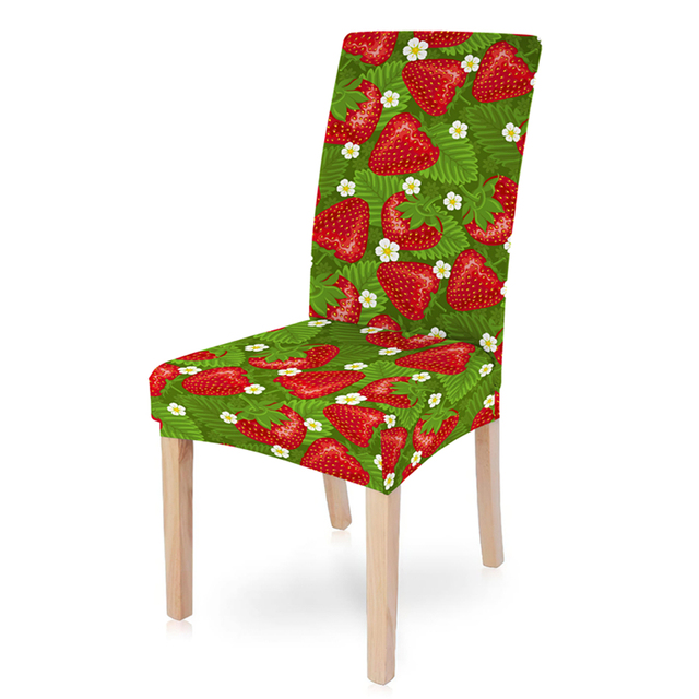 Elastyczny pokrowiec na krzesło z motywem słodkiej truskawki, idealny do dekoracji jadalni - 1 szt - Wianko - 15