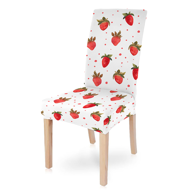 Elastyczny pokrowiec na krzesło z motywem słodkiej truskawki, idealny do dekoracji jadalni - 1 szt - Wianko - 17