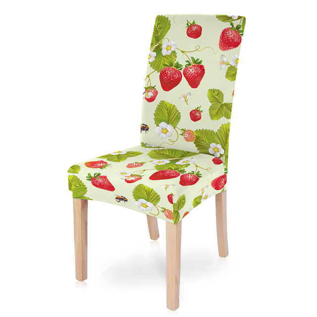 Elastyczny pokrowiec na krzesło z motywem słodkiej truskawki, idealny do dekoracji jadalni - 1 szt - Wianko - 14