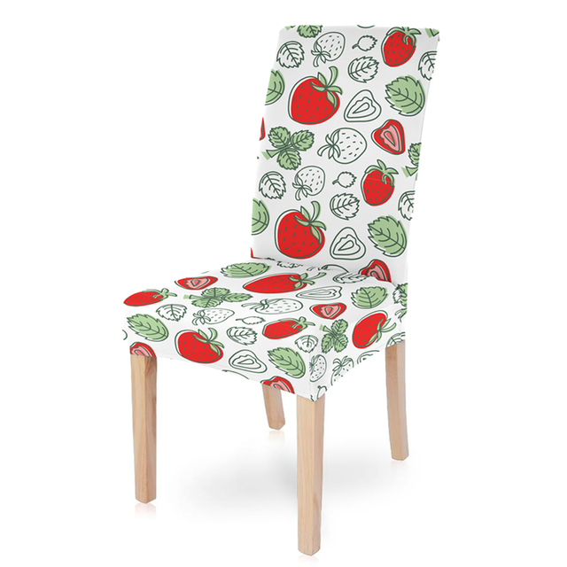 Elastyczny pokrowiec na krzesło z motywem słodkiej truskawki, idealny do dekoracji jadalni - 1 szt - Wianko - 19