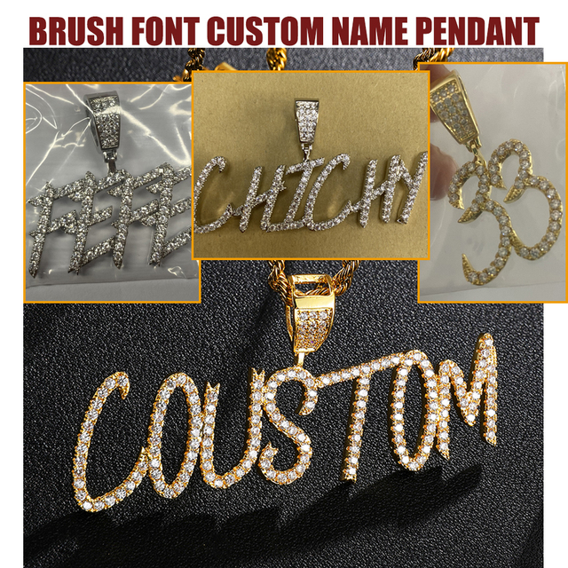 Nowoczesny złoty naszyjnik z srebrną zawieszką w kształcie litery A-Z w stylu kursywy D & Z z cyrkoniami - biżuteria hip-hopowa - Wianko - 12