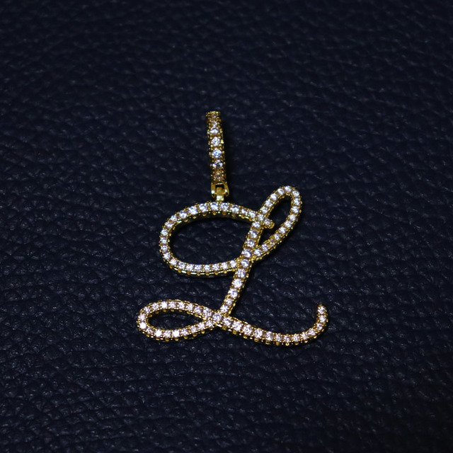 Nowoczesny złoty naszyjnik z srebrną zawieszką w kształcie litery A-Z w stylu kursywy D & Z z cyrkoniami - biżuteria hip-hopowa - Wianko - 25