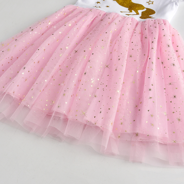 Letnia sukienka DXTON dla dziewczynek - jednorożec, księżniczka, dziewczęca, rękaw latający, bawełniana tiulowa sukienka - stroje imprezowe dla dzieci - Wianko - 17