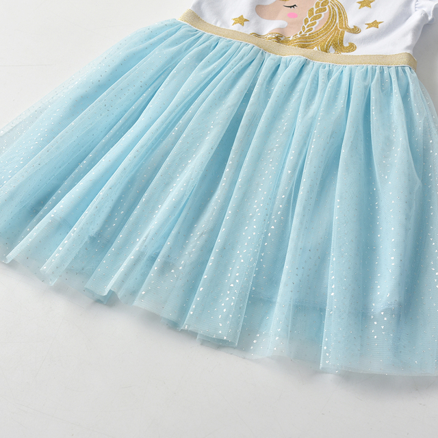 Letnia sukienka DXTON dla dziewczynek - jednorożec, księżniczka, dziewczęca, rękaw latający, bawełniana tiulowa sukienka - stroje imprezowe dla dzieci - Wianko - 9