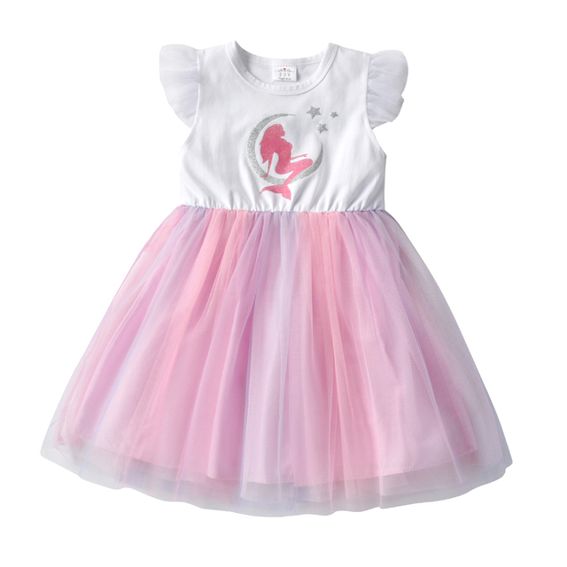 Letnia sukienka DXTON dla dziewczynek - jednorożec, księżniczka, dziewczęca, rękaw latający, bawełniana tiulowa sukienka - stroje imprezowe dla dzieci - Wianko - 18