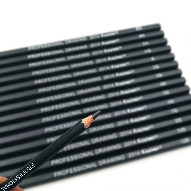 14 sztuk ołówków standardowych drewnianych z instrukcją do rysowania - 12B, 10B, 8B, 7B, 6B, 5B, 4B, 3B, 2B, B, HB, 2H, 4H, 6H, grafitowy - Wianko - 4