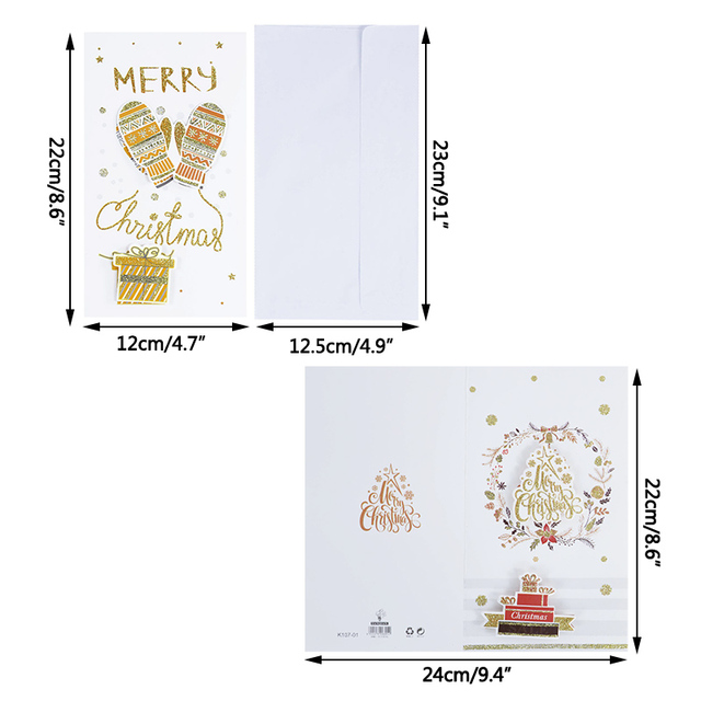 Kartki świąteczne składane z kopertą - 8 sztuk, dekoracje bożonarodzeniowe, navidad, noworoczny prezent - Wianko - 4