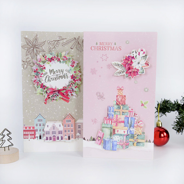 Kartki świąteczne składane z kopertą - 8 sztuk, dekoracje bożonarodzeniowe, navidad, noworoczny prezent - Wianko - 13