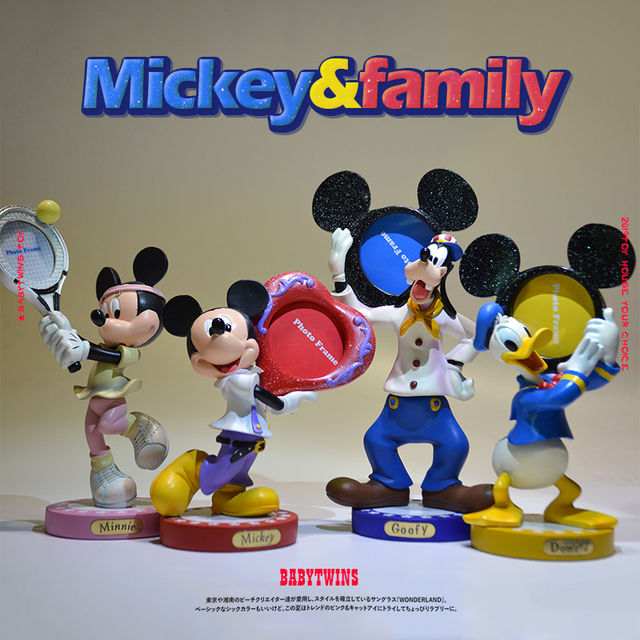 Figurka akcji Disney Mickey Mouse Donald Minnie Goofy - nowe pudełko, wyświetlacz ramka na zdjęcia, kolekcja 15-19cm - Wianko - 1