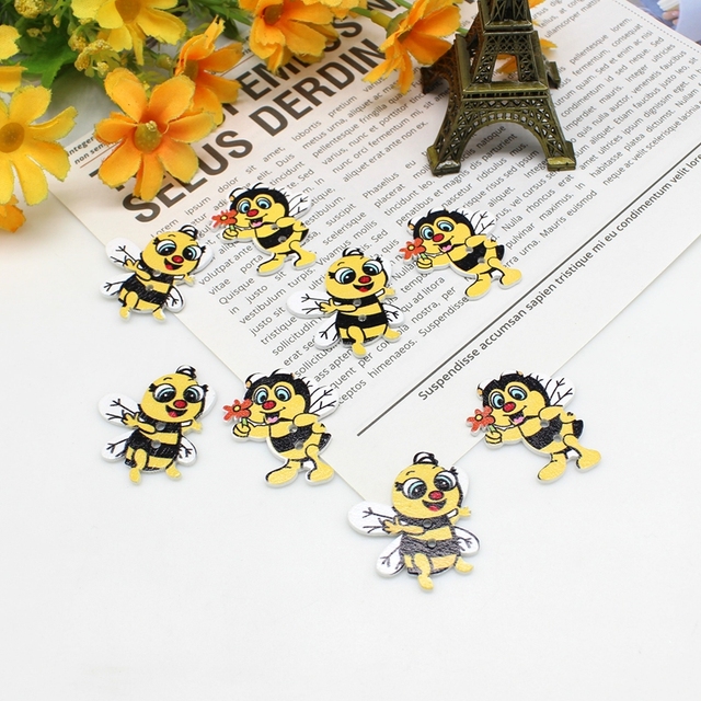 50 sztuk/partia nowe pszczoły - przyciski z ilustracją dla dzieci do scrapbookingu, szycia i odzieży dla dzieci - Wianko - 1