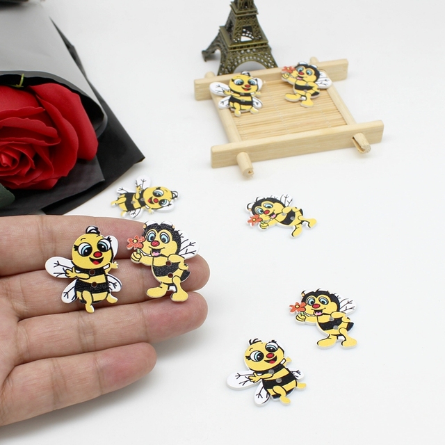 50 sztuk/partia nowe pszczoły - przyciski z ilustracją dla dzieci do scrapbookingu, szycia i odzieży dla dzieci - Wianko - 3