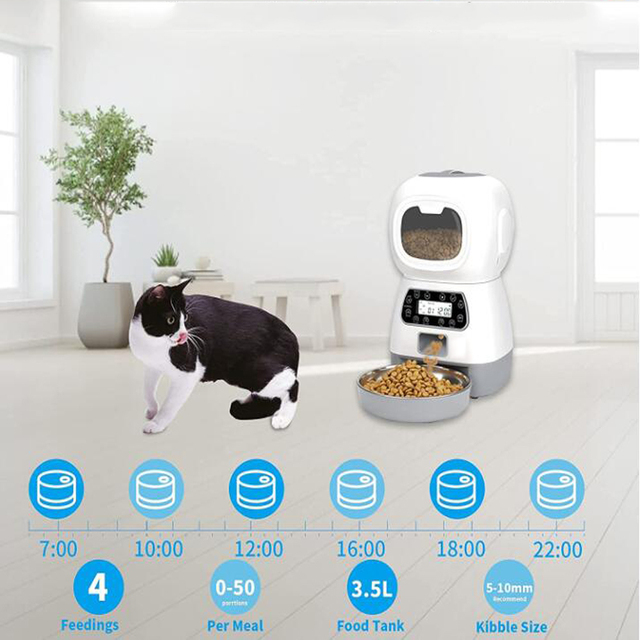 Automatyczny karmnik dla zwierząt – podwójna miska ze stali nierdzewnej dla 2 małych i średnich psów, inteligentny dozownik pokarmu - Wianko - 15