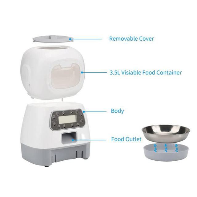 Automatyczny karmnik dla zwierząt – podwójna miska ze stali nierdzewnej dla 2 małych i średnich psów, inteligentny dozownik pokarmu - Wianko - 12
