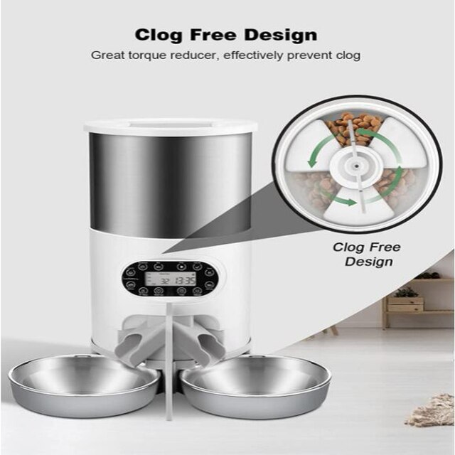 Automatyczny karmnik dla zwierząt – podwójna miska ze stali nierdzewnej dla 2 małych i średnich psów, inteligentny dozownik pokarmu - Wianko - 8