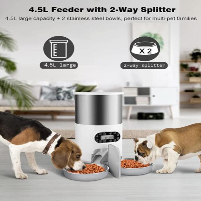 Automatyczny karmnik dla zwierząt – podwójna miska ze stali nierdzewnej dla 2 małych i średnich psów, inteligentny dozownik pokarmu - Wianko - 10