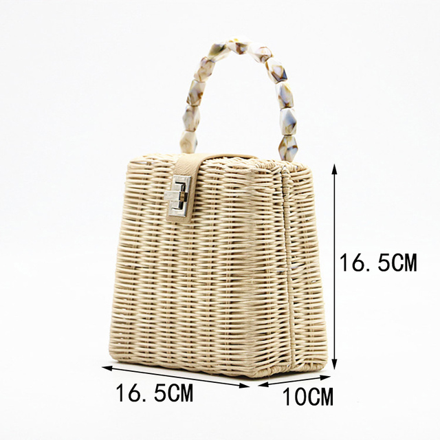 Luksusowa damska wiklinowa torba na plażę ręcznie tkana, torba na ramię - Wianko - 1