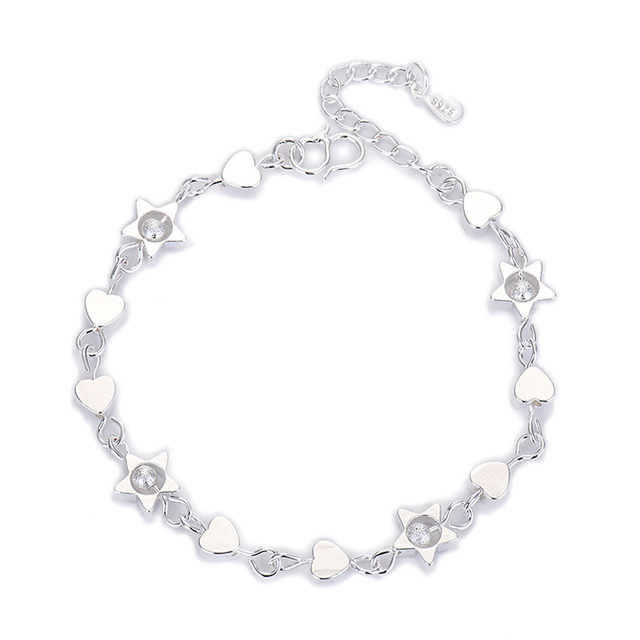 Elegancka bransoletka serca gwiazda pięcioramienna w kolorze srebrnym - łańcuchowy trend biżuteryjny - Wianko - 6