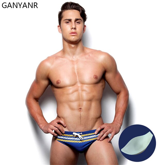 Slipy męskie kąpielowe GANYANR Sexy Men 2021 - figi, kąpielówki, spodenki, stringi, Bikini, Boardshorts - Wianko - 9