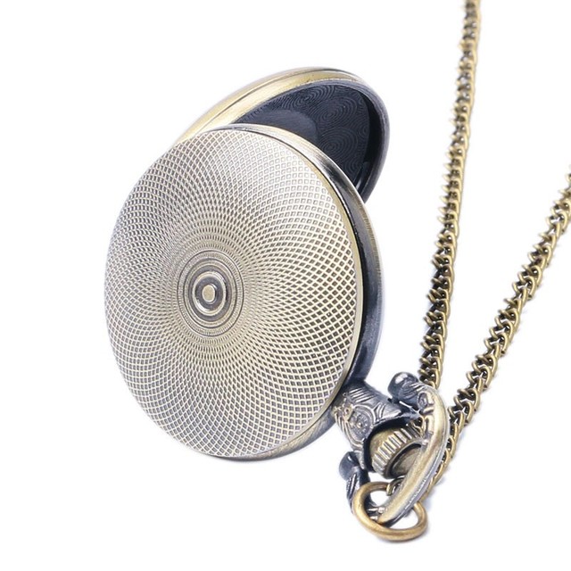Zegarek kieszonkowy antyczny brąz Fob z naszyjnikiem na łańcuszku, design masonerii - Wianko - 4